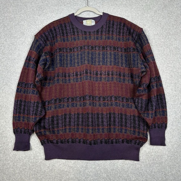 Christopher Fischer Sweater Mens XL Multicolor Wool Geometric Crew Neck Scotland - Picture 1 of 8